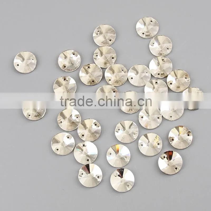 2015 New Fashion Flat Back Round Sew On Stone For Garment