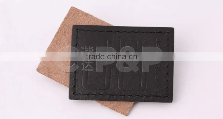 Genuine leather patch labels for jeans with custom embossed label