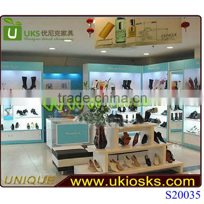 L shape shoe kiosk&shoe display showcase