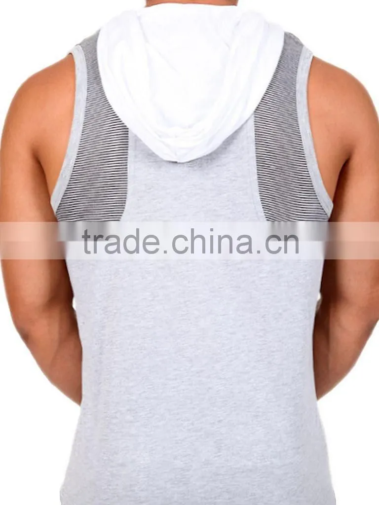 Jacket Sport Casual Mens Zip Hoody Gray Sleeveless Hooded