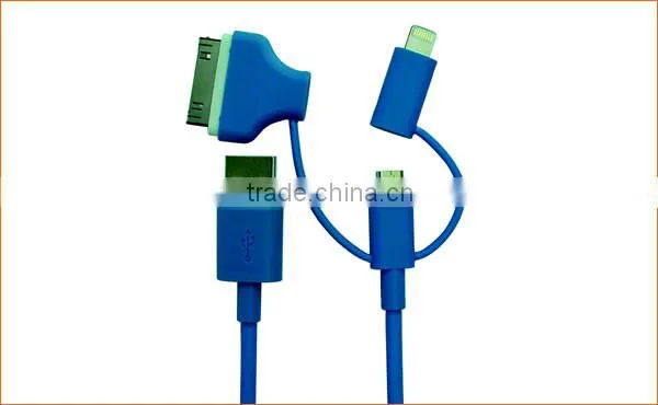 Mfi certified 2.4A fast charge 3 in 1 Combo charging usb Cable for devices