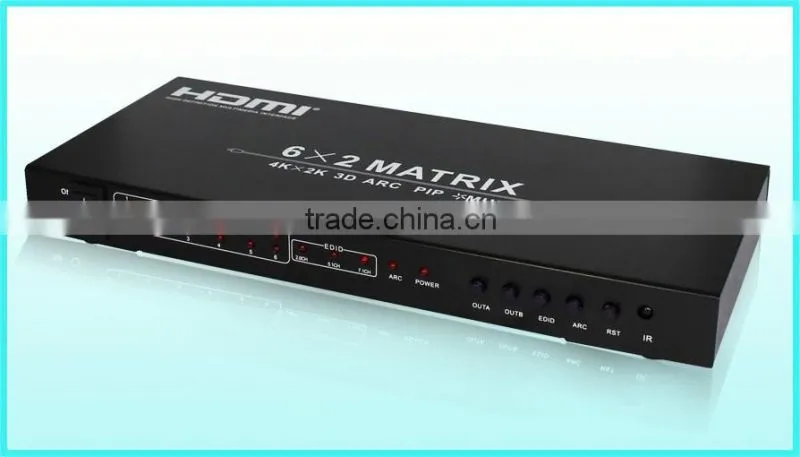 High speed HDMI Matrix 6 by 2 with Dual ARC, support 4k2k with super quality