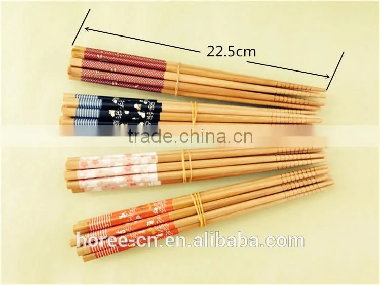 Chinese round bamboo reusable chopsticks with pattern