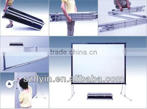 High quality ! front and Rear Easy folding screen with wheel wFlight Case Projector screen