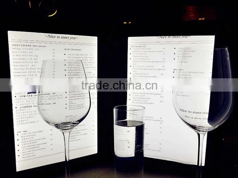 Acrylic lighted led menu