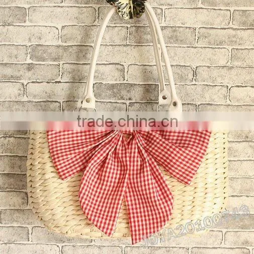 cotton print straw bag