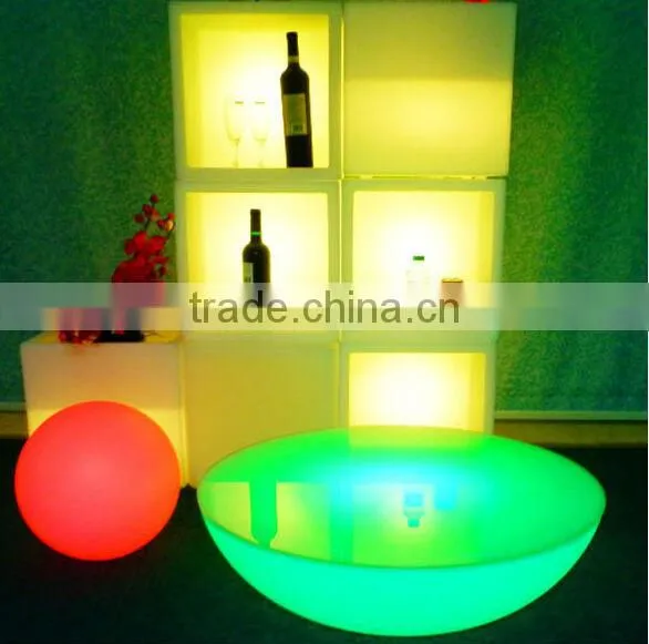 60CM LED Remote Halfmoon Table/ Hot Sell LED Rechargeable Halfmoon Coffee Table/LED Outdoor Lawn Halfmoon Cocktail Table