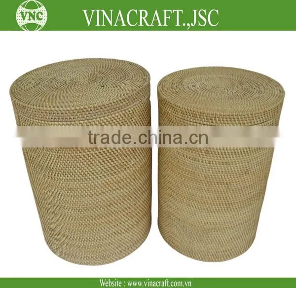Water hyacinth folding laundry basket with liner inside