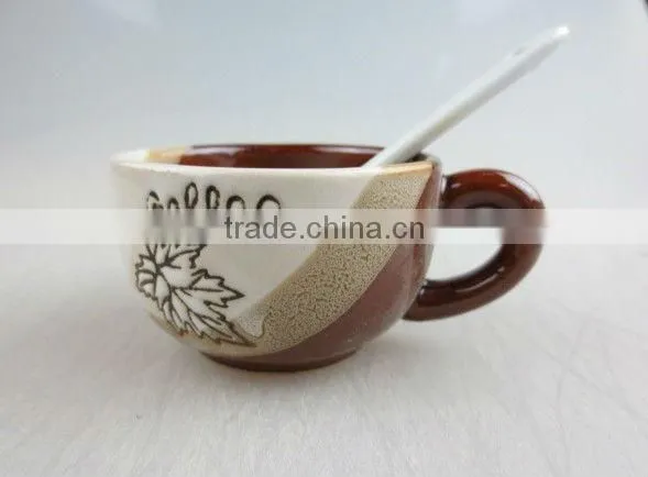 Stock glazed coffee set with spoon