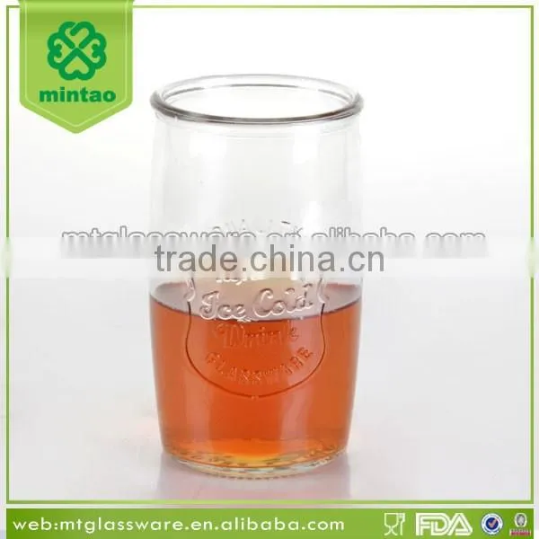 Machine made embossed clear glass mason cups