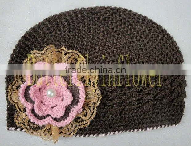Soft Baby Winter Flower Hats crochet beanie hats with flower no moq