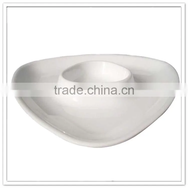 100% Melamine dip pizza dishes, triangular white plastic dessert plates