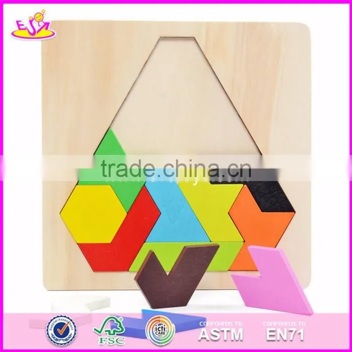 2017 Best design 9 pieces classic wooden tangrams for kids W14A166