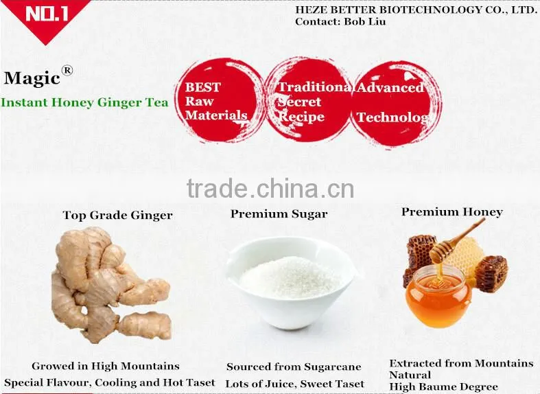 Hot Sale Instant Honey Ginger Tea Granules, Ginger Bag Tea, Instant Honeyed Ginger Aloe Drink