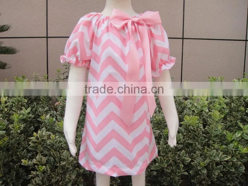 Wholesale fashion baby clothes chevron dress/smocked dress for the kids