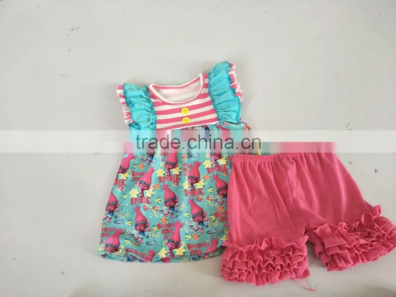 wholesale baby girls mustard pie clothing sets with ruffle