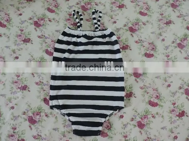 hottest selling infant custom swimwear black and white stripes gallus cotton backless swimwear fresh swimwear top popular summer