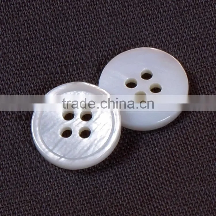 High Quality 4 Holes 18L 16L 14L 4MM/3MM Thickness White MOP Shell Shirt Buttons