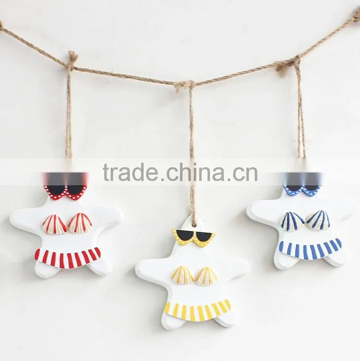 Sex Bikini Wooden Starfish Hangings Decorative Wall Hanging Art And Craft
