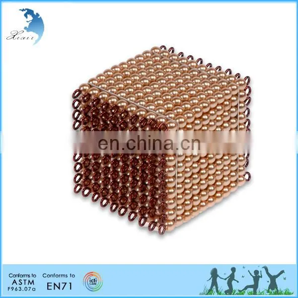 Preschool Wooden Educational Montessori Material EN71 Mathematic Toy Golden Bead 1000 Cube