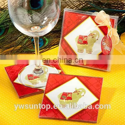 Elephant design photo drink coasters sets wedding favors gifts