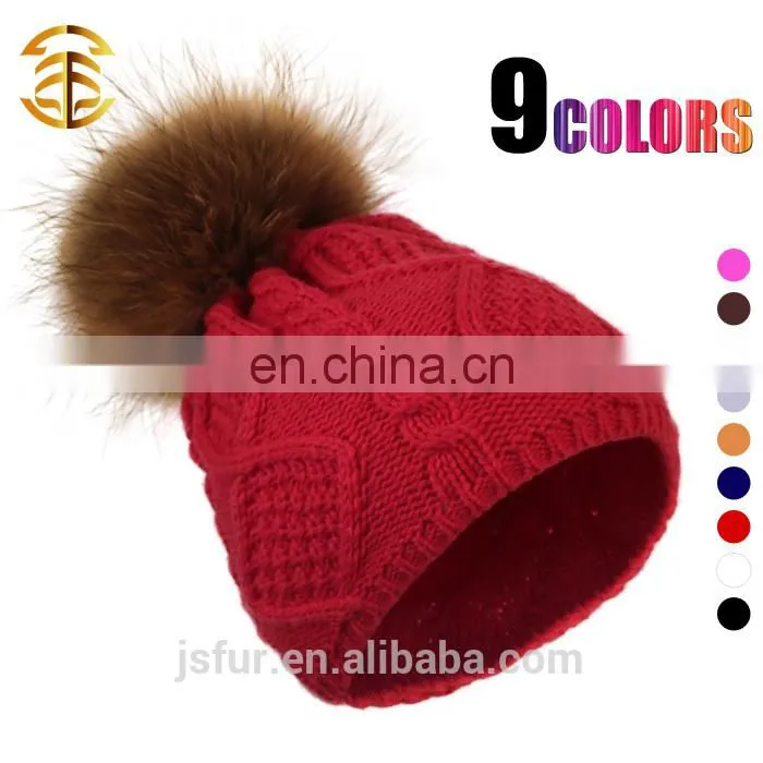 New Year Products Knit Hat With Fur Ball Colorful Girl Women Man Lovely Beanie Hat