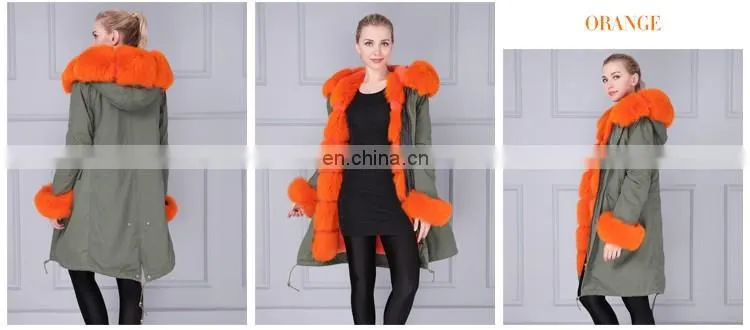 Couple style fashion long natural fur coat fur trim
