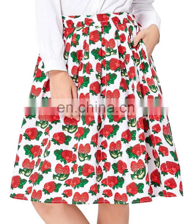 19 Colors ! Grace Karin Colorful Cheap Occident Short Retro Vintage Cotton 50s Drawberry Print Skirt CL6294-17#