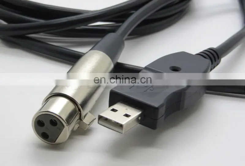 XLR Female to USB Male Microphone Mic Link Cable 3M 10FT