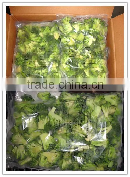 Cleaning fresh green broccoli, frozen broccoli in bulk
