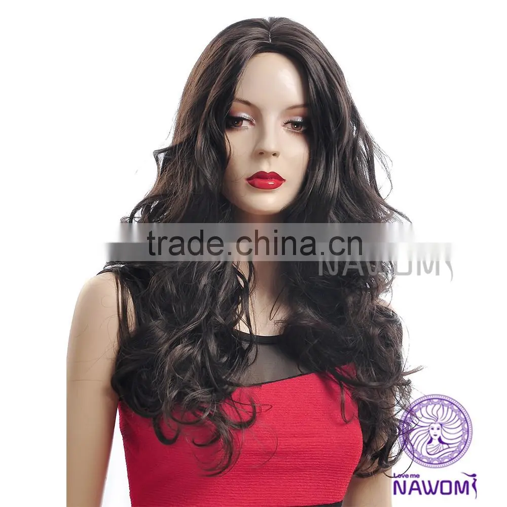 long hair minsplit bang have big wave wig hair