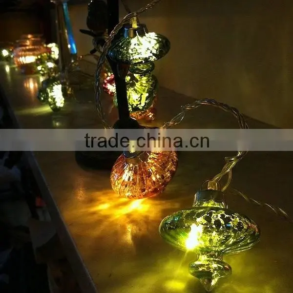 Colorful Silver Glass Lantern Fairy Light String HNL308B