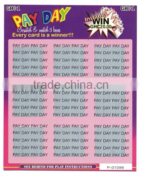 colorful paper lottery scratch card printing