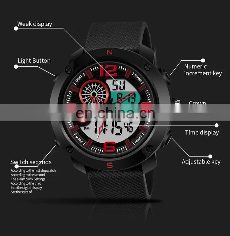SANDA 762 New Model Men Wristwatch Branded Digital Analog Week Day Showed Silicone Current Watch
