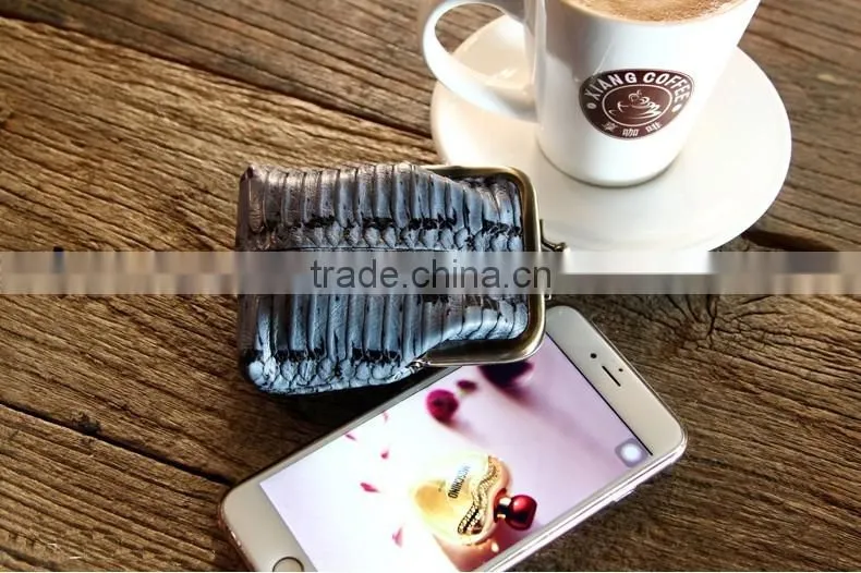 animal pattern cow leather pocket coin holder ladies change purse money pouch with clip closure