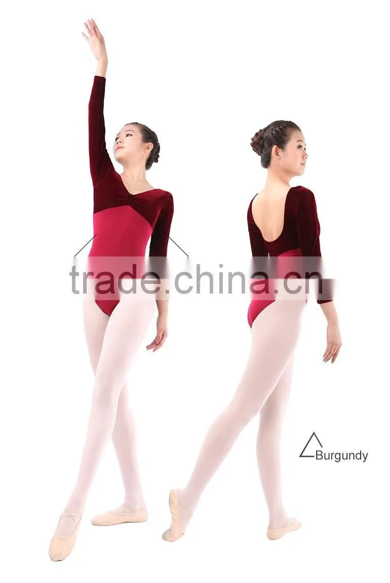 Wholesale Velvet Long Sleeve Gymnastics Leotards