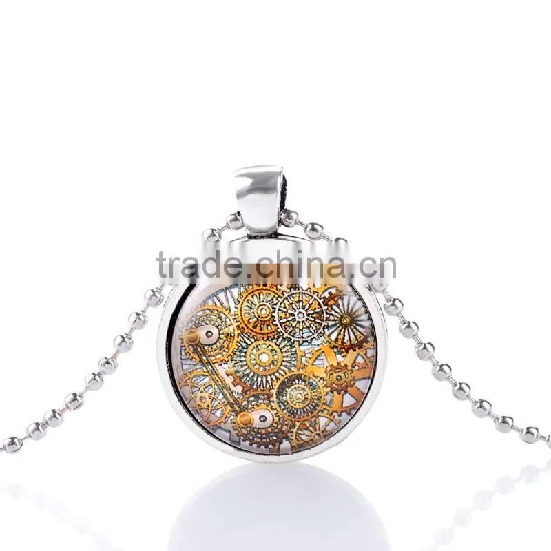 Hotselling new style ancient steampunk pendants time machine charms necklace paypal accept