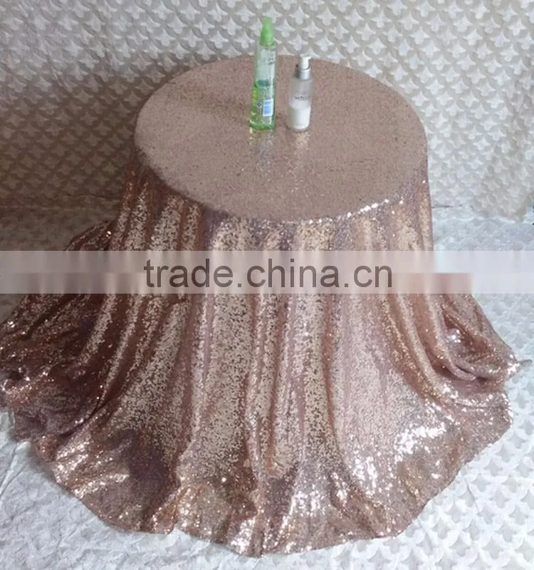 New cheap Hot sale fancy 100% polyester embroidery metallic sequence wedding silver sequin table cloth