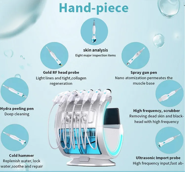 Portable Hydra Beauty Facial 7 in 1 Machine Skin Peeling Hydro Oxygen Facial Hydra Dermabrasion Aqua Peel Machine