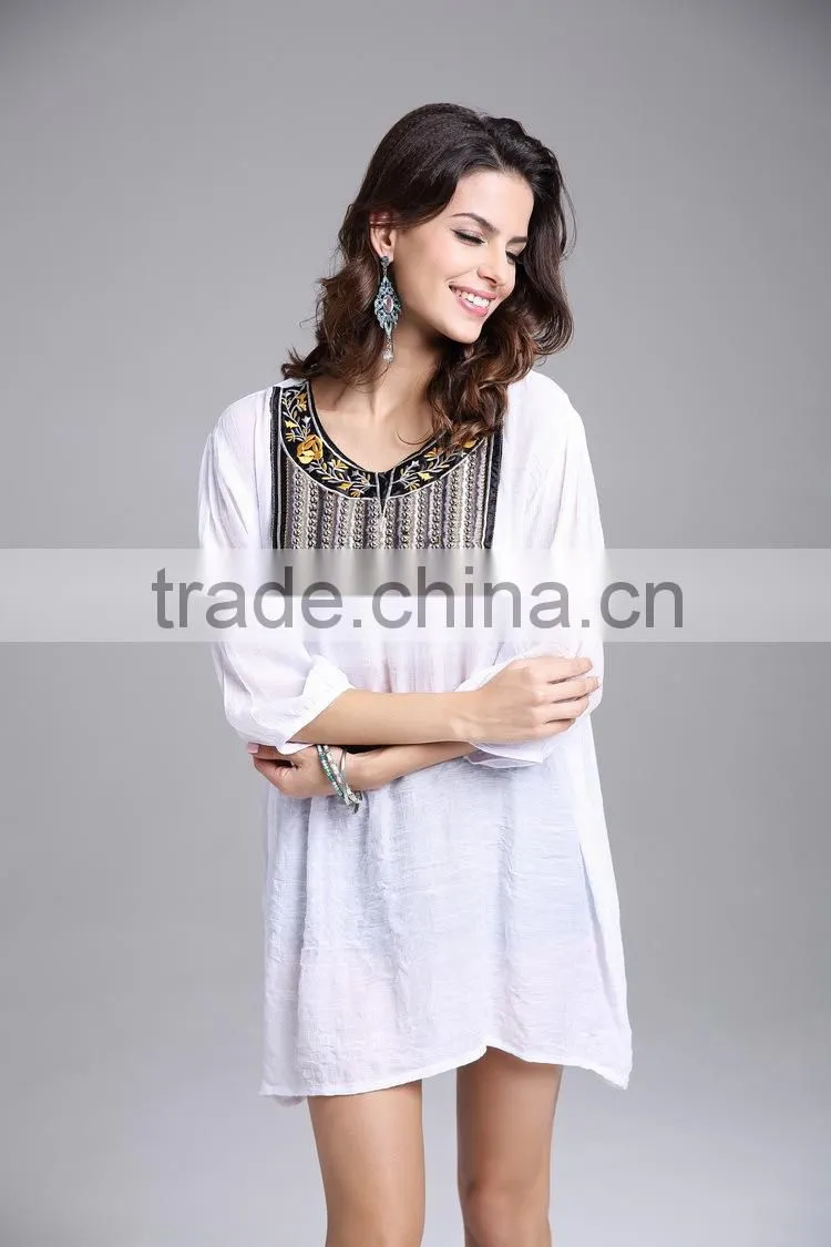 Ladies Large Size Neckline Beaded / Embroidered Blouse for Women