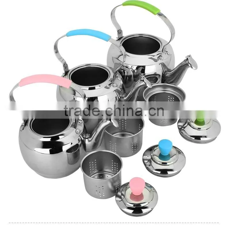 Metal Material Whistling Silver Kettle/ non-electric coffee& tea kettle/ samovar