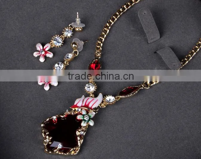 Korean jewelry set rhombus crystal long joker sweater chain necklace set beautiful necklace set