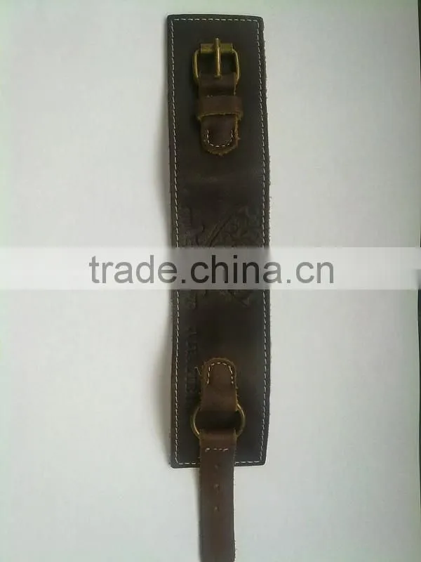 Wide and Narrow Belt Combination Structure Genuine Leather Bracelet