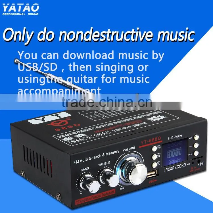 12V 2 channel amplifier YT-688D with usb/tf