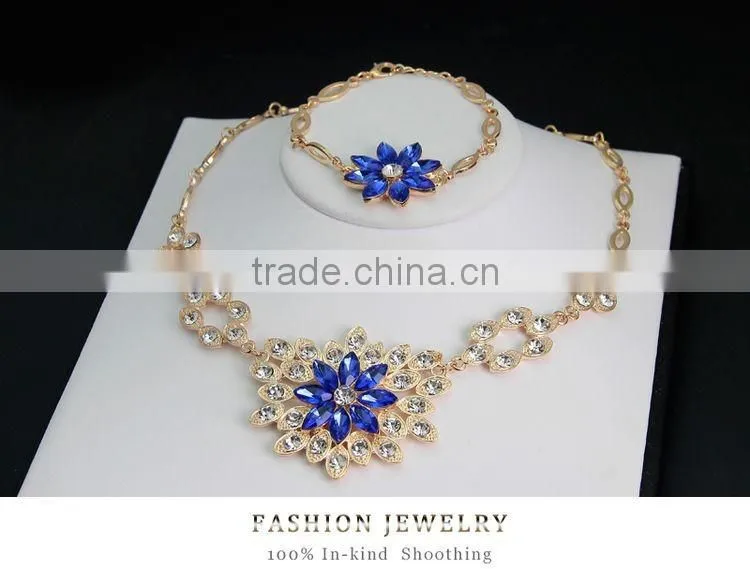 Women Bridal Wedding Jewelry Sets Charm Crystal Flower Pendant Jewelry Sets Shininy Bijoux Femme 2016