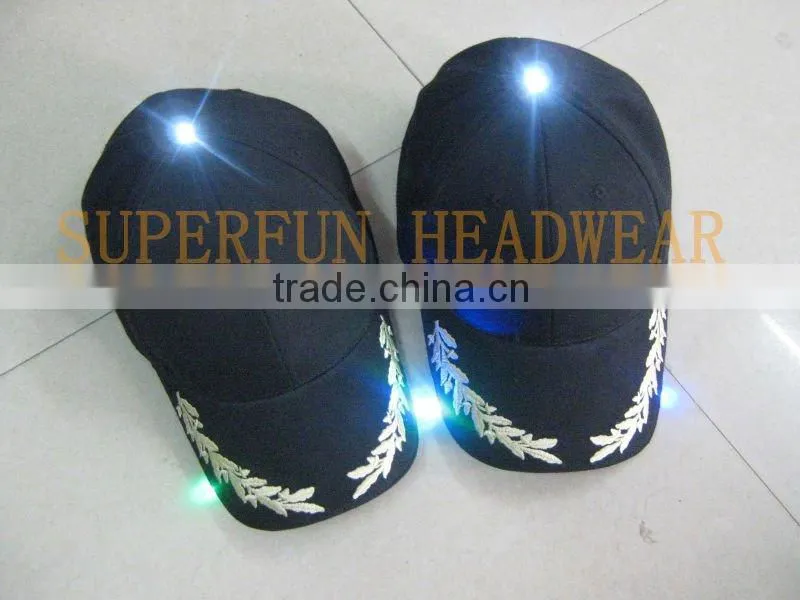 100% cotton red LED lighting hats