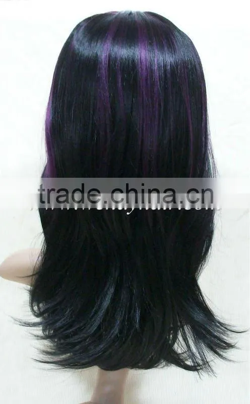 Long natural straight wigs with bans black