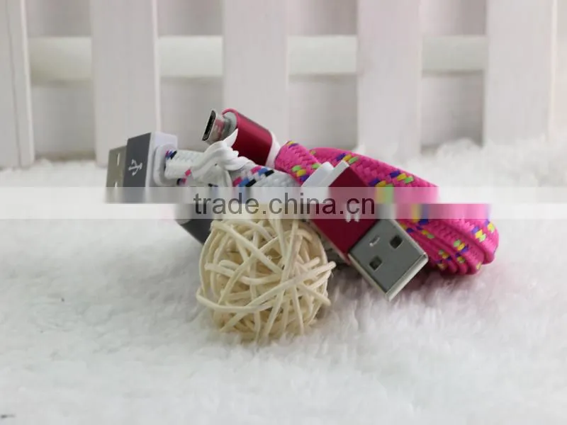 1m 2m 3m Micro USB Braided Fabric Nylon Sync Charge Cable,5 pin Charger Braided Charging Sync Data Micro USB Cable