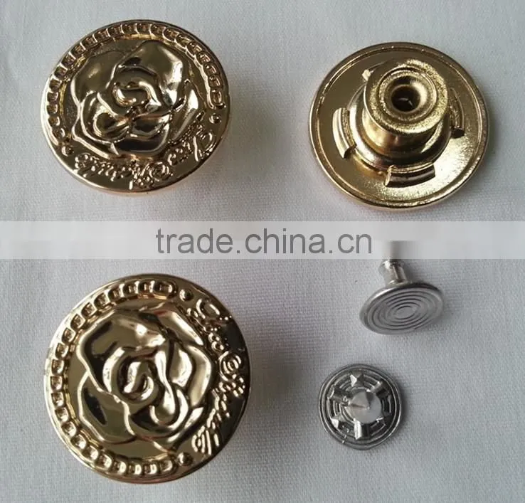 Ligh Gold High Gloss Zinc Alloy Removeable Jeans Tack Button -- JB1412009