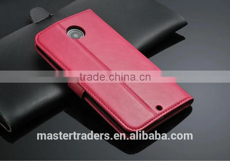 Original Fashion 64 Grain Stand Holder Wallet Flip PU Leather Case For Motorola Google 6 MT-3101